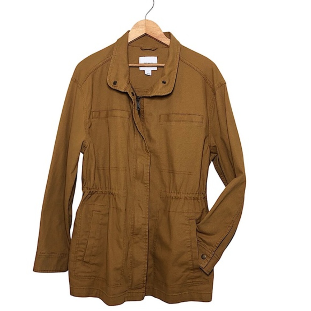 Old Navy Cotton Blend Ochre Adjustable Waist Pockets Zip Snap Field Jacket L‎